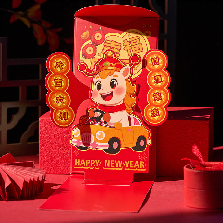 Buddha Stones Year Of The Horse 2026 New Year Fu Character Standable 6pcs Chinese Red Envelope - image 9