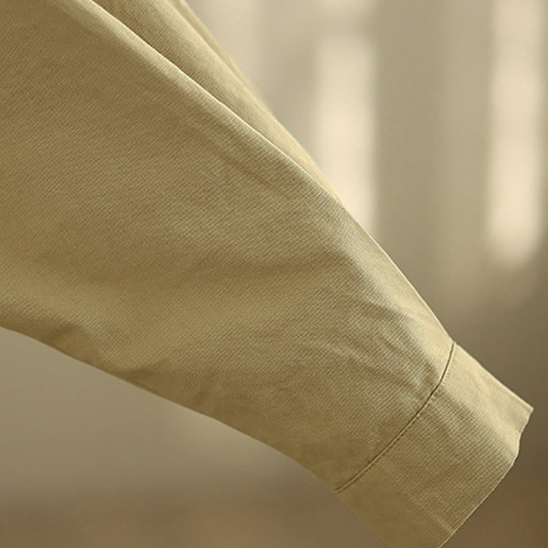 Buddha Stones Fall Pure Color Lapel Button Simple Design Women's Cotton Long Sleeve Jacket - image 20