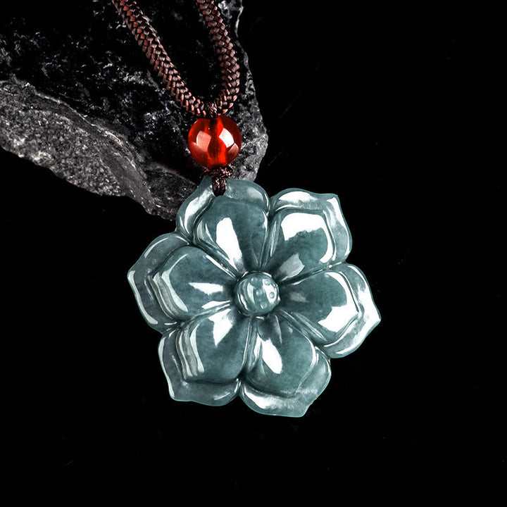 Buddha Stones Peach Blossom Jade Prosperity Necklace Pendants - image 1