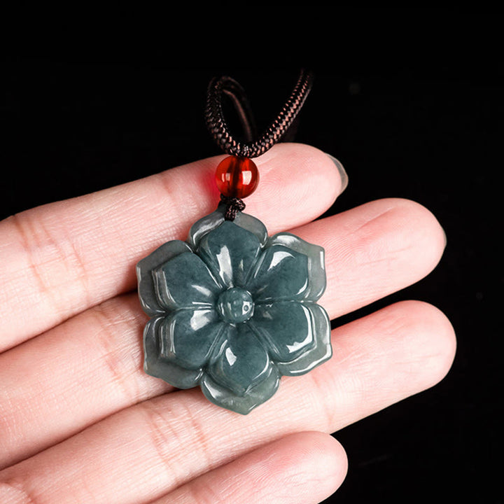 Buddha Stones Peach Blossom Jade Prosperity Necklace Pendants - image 3