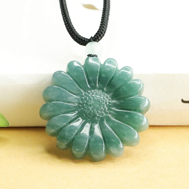 Buddha Stones Sunflower Jade Abundance Necklace Pendants - Jade - image 0