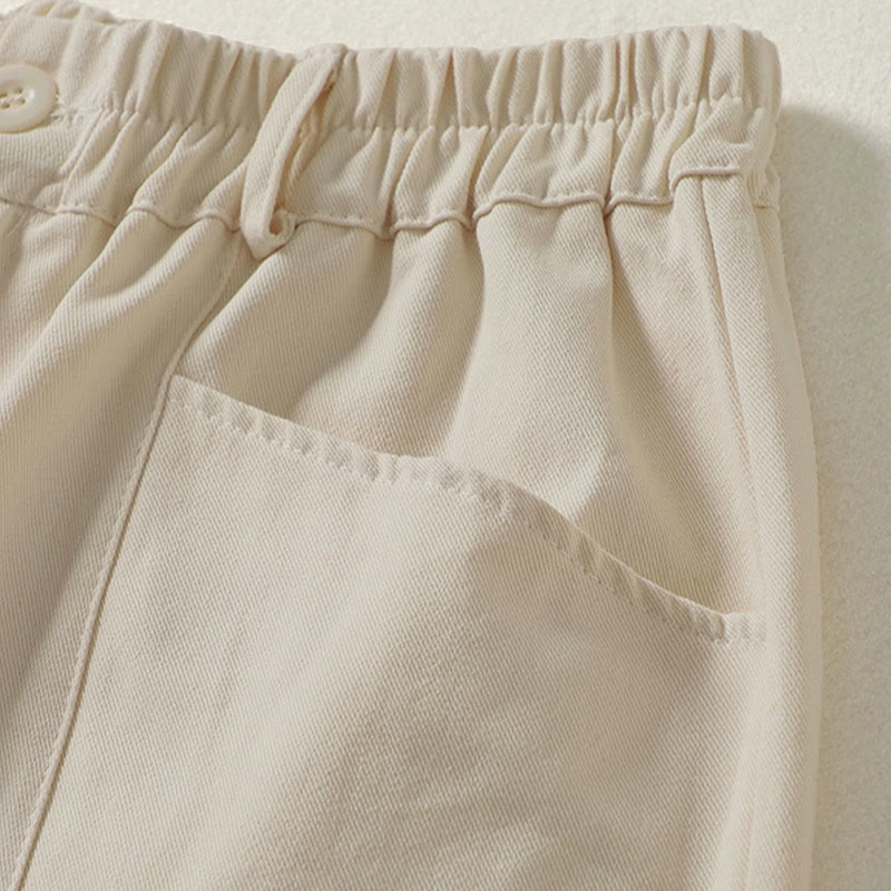 Buddha Stones Fall Simple Lines Button Zipper Design Ankle-Length Cotton Women's Harem Pants With Pockets - image 3