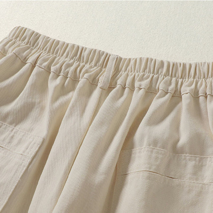 Buddha Stones Fall Simple Lines Button Zipper Design Ankle-Length Cotton Women's Harem Pants With Pockets - image 4