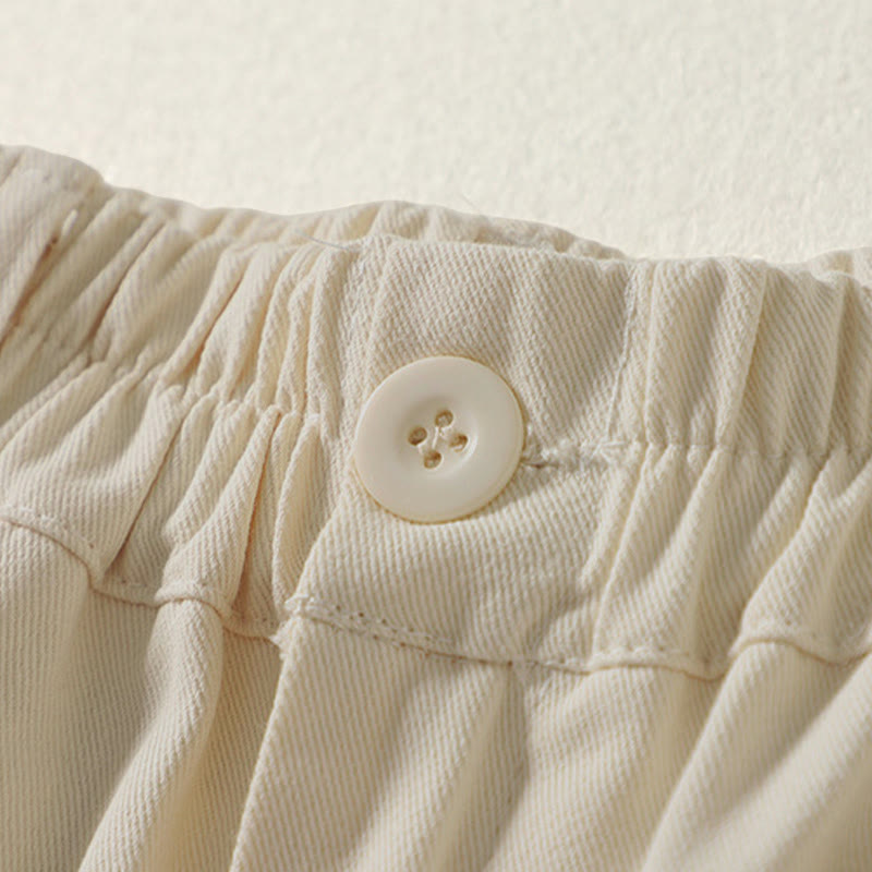 Buddha Stones Fall Simple Lines Button Zipper Design Ankle-Length Cotton Women's Harem Pants With Pockets - image 2