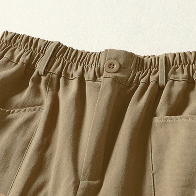 Buddha Stones Fall Simple Lines Button Zipper Design Ankle-Length Cotton Women's Harem Pants With Pockets - image 12