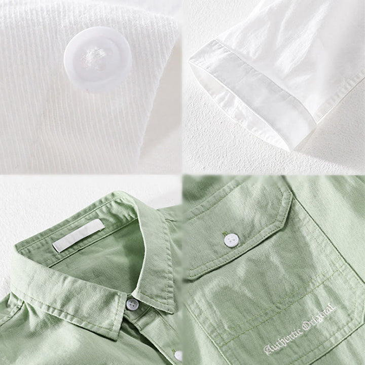 Buddha Stones Summer Buttons Down Two Decorative Pockets Men's Half Sleeve Cotton Shirt - image 21