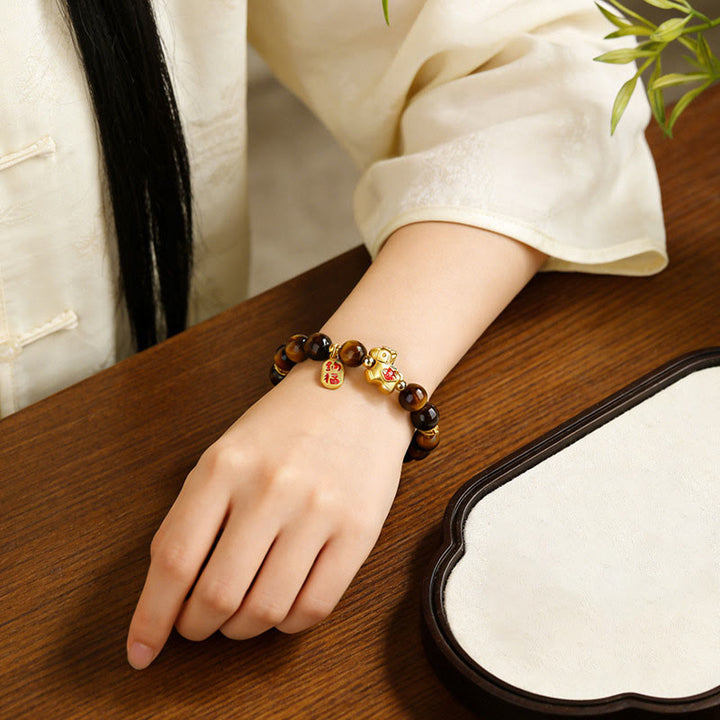 Buddha Stones Year Of The Horse Tiger Eye Courage Bracelet - image 4