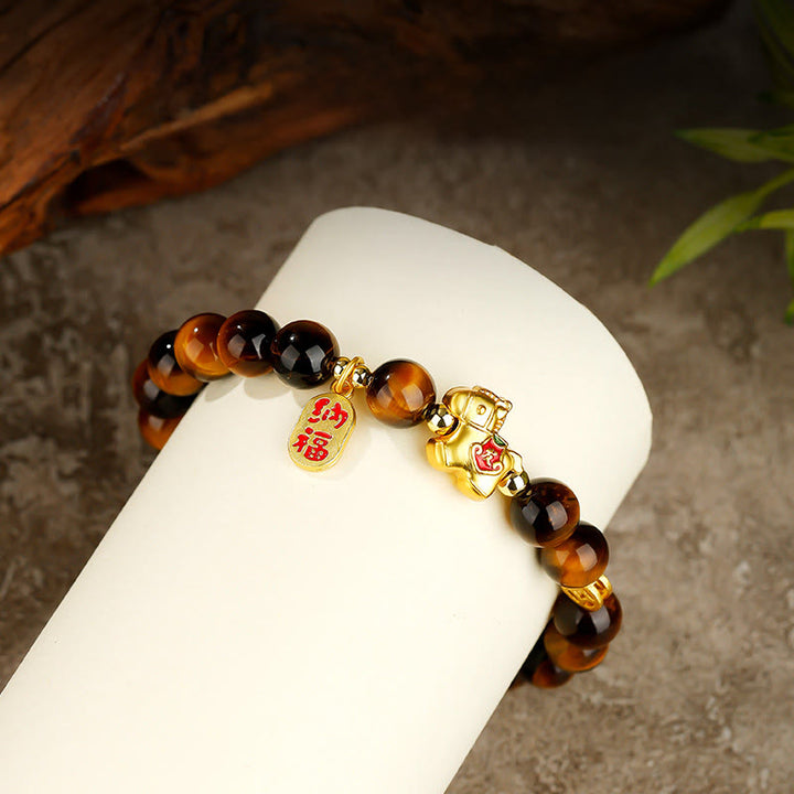 Buddha Stones Year Of The Horse Tiger Eye Courage Bracelet - image 7