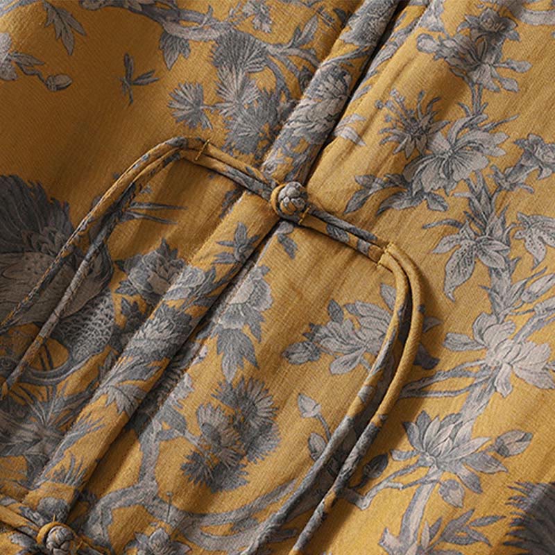 Buddha Stones Crane Flowers Branches Frog-Button Pattern Cotton Women's Sleeveless Vest Waistcoat - image 8