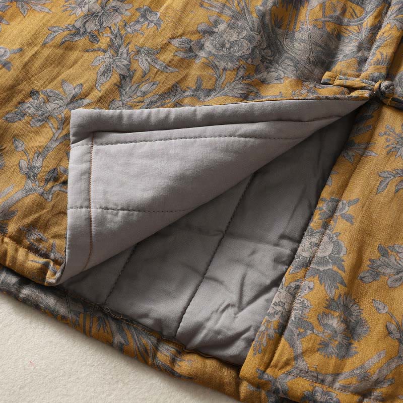 Buddha Stones Crane Flowers Branches Frog-Button Pattern Cotton Women's Sleeveless Vest Waistcoat - image 12