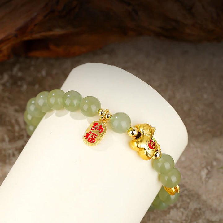 Buddha Stones Year Of The Horse Hetian Jade Abundance Bracelet - image 7