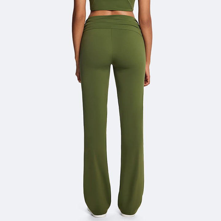 Buddha Stones Solid Crop Halter Backless Sleeveless Top Straight Leg Pants For Sports Fitness Yoga - image 17