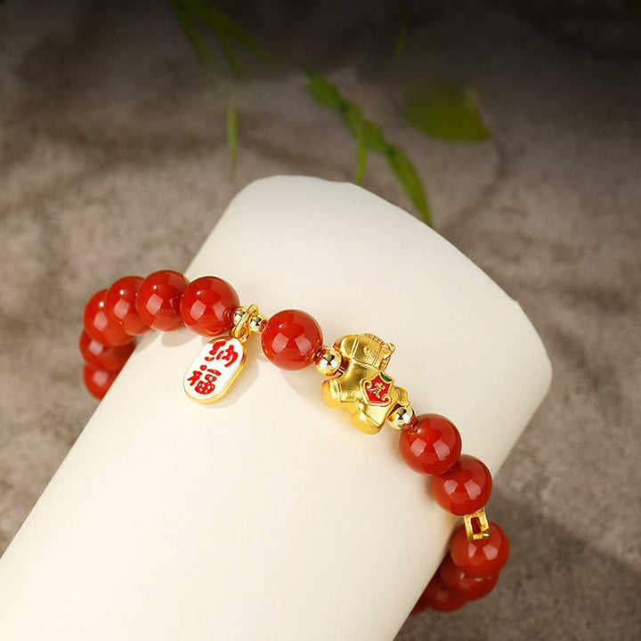 Buddha Stones Year Of The Horse South Red Agate Success Bracelet - image 2