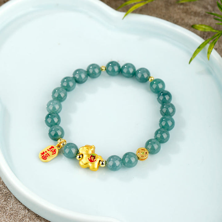 Buddha Stones Year Of The Horse Jade Prosperity Abundance Bracelet - image 1