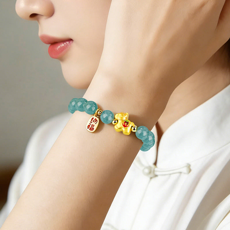 Buddha Stones Year Of The Horse Jade Prosperity Abundance Bracelet - image 3