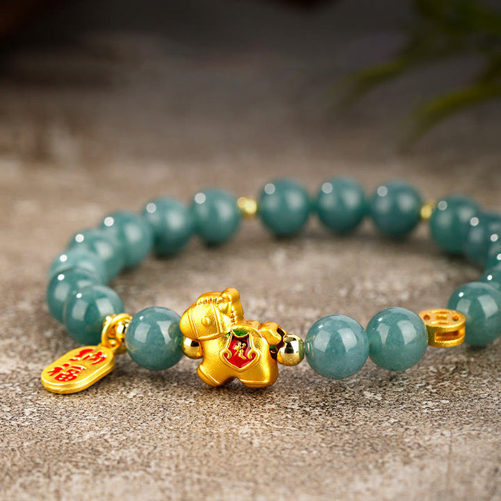 Buddha Stones Year Of The Horse Jade Prosperity Abundance Bracelet - image 8