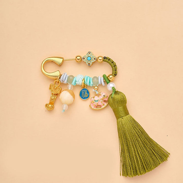 Buddha Stones Year Of The Horse Fu Character Lotus Attract Fortune Ruyi Handle Peace Buckle Luck Brooch - Ruyi Fu Character Horse - image 9