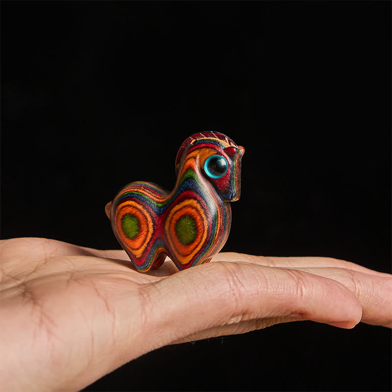 Buddha Stones Year Of The Horse Carved Tang Horse Rainbow Eucalyptus Creativity Desk Decoration - image 4