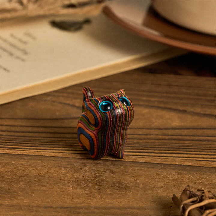 Buddha Stones Carved Cute Kitten Rainbow Eucalyptus Reduce Stress Decoration - image 1