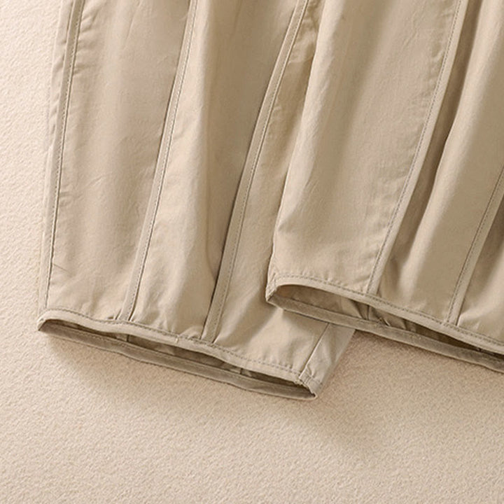 Buddha Stones Summer Simple Pure Color High Waisted Pleated Women's Harem Pants With Pockets - image 18