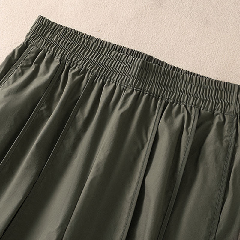 Buddha Stones Summer Simple Pure Color High Waisted Pleated Women's Harem Pants With Pockets - image 4