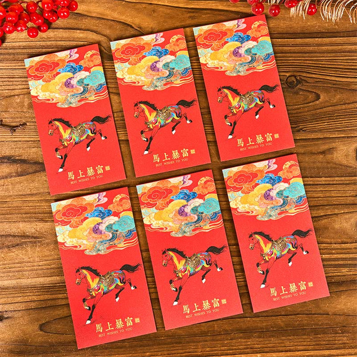 Buddha Stones Year Of The Horse 2026 New Year Blessings 6pcs Chinese Red Envelope - Instant Great Wealth Red Envelope - image 10