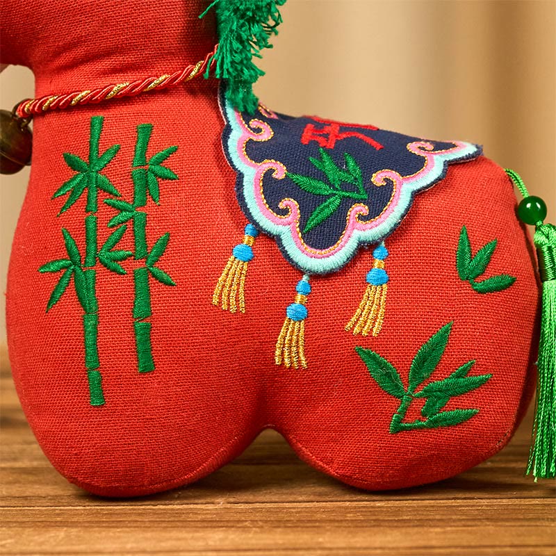 Buddha Stones Year of the Horse Copper Red String Fu Character Embroidery Prosperity Home Decoration - image 2
