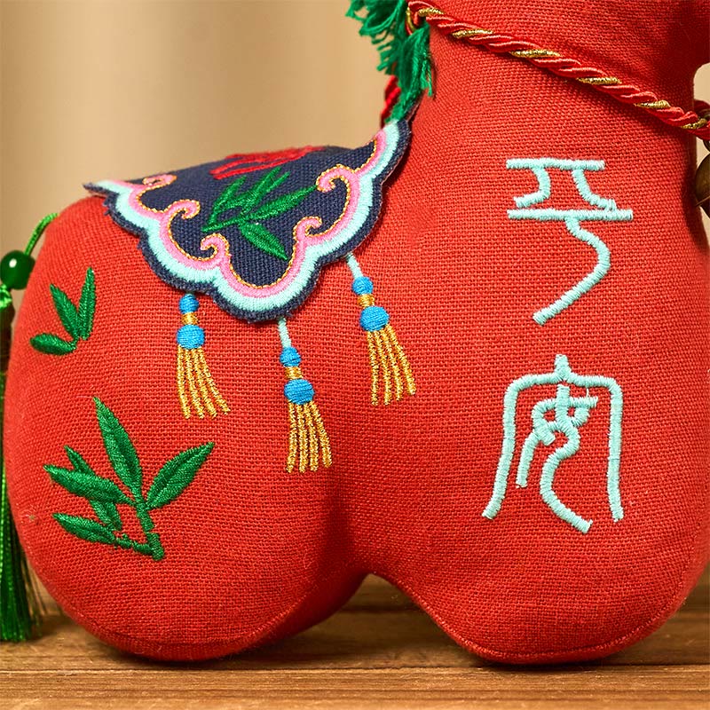 Buddha Stones Year of the Horse Copper Red String Fu Character Home Decoration - image 3