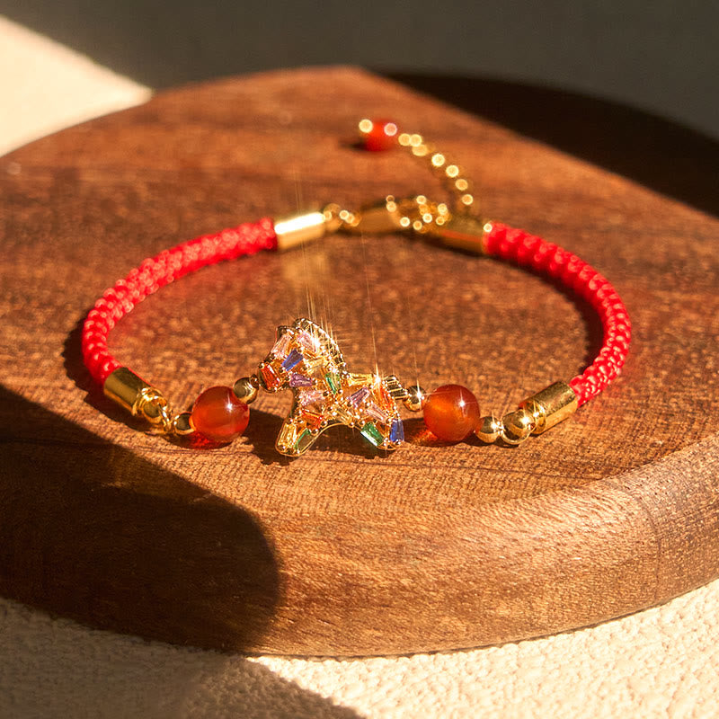 Buddha Stones Year Of The Horse Copper Red Agate Balance Bracelet - image 1