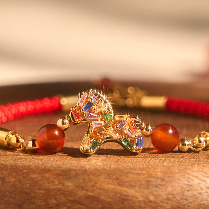 Buddha Stones Year Of The Horse Copper Red Agate Balance Bracelet - image 2