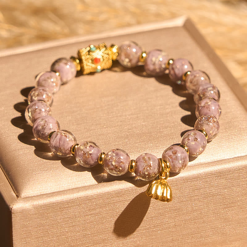 Buddha Stones Purple Liuli Glass Luck Bracelet - Liuli Glass(Wrist Circumference: 15-16cm) - image 0