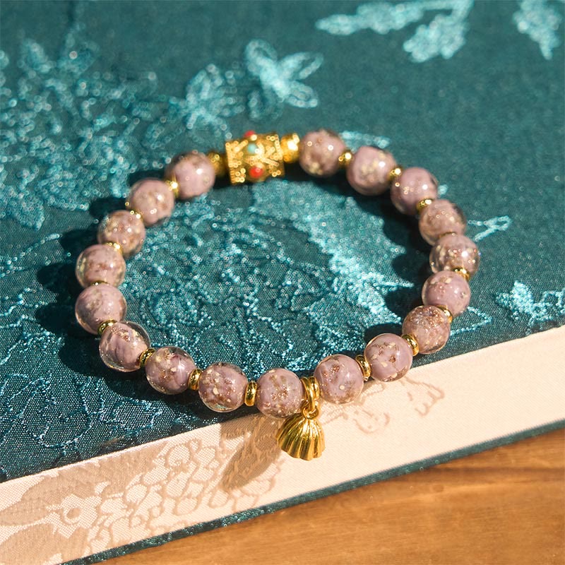 Buddha Stones Purple Liuli Glass Luck Bracelet - image 3