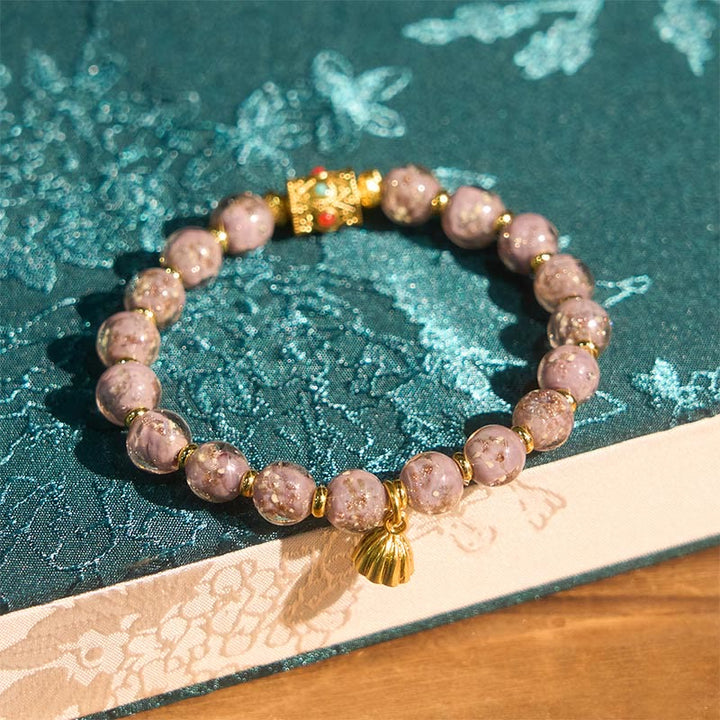 Buddha Stones Purple Liuli Glass Luck Bracelet - image 3