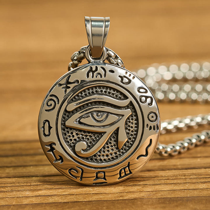 Buddha Stones Titanium Steel Evil Eye Balance Necklace Pendants - image 2