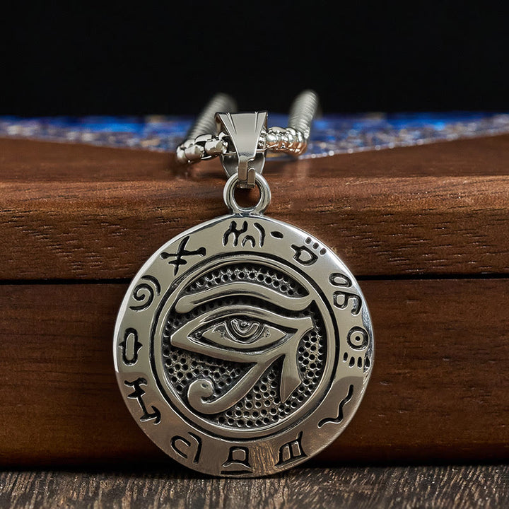 Buddha Stones Titanium Steel Evil Eye Balance Necklace Pendants - image 3