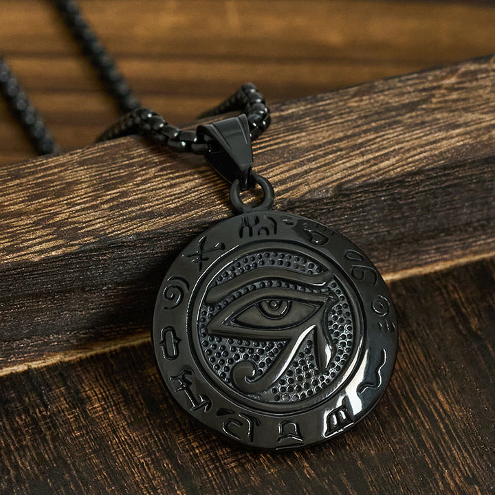 Buddha Stones Titanium Steel Evil Eye Balance Necklace Pendants - Black Titanium Steel Evil Eye - image 12