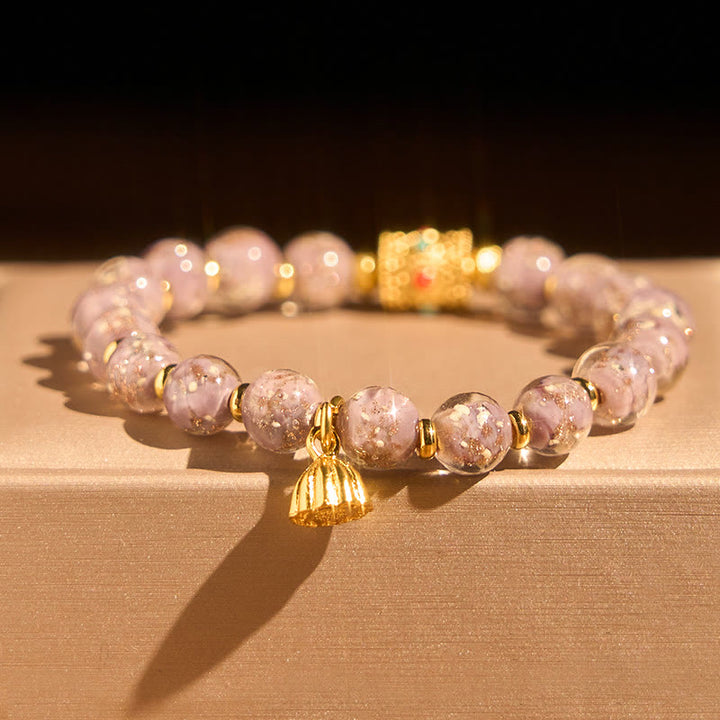 Buddha Stones Purple Liuli Glass Luck Bracelet - image 1