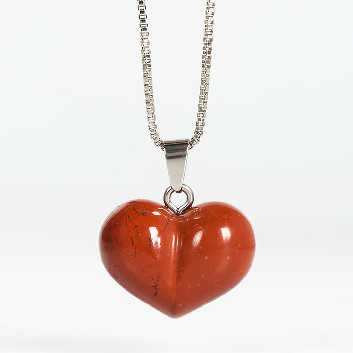 Buddha Stones Heart Design Amethyst Topaz Pink Crystal Opal Tiger Eye White Crystal Red Jasper Amazonite Green Aventurine Black Obsidian Citrine Balance Necklace Pendant - Red Jasper - image 27