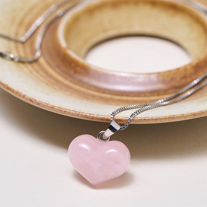 Buddha Stones Heart Design Amethyst Topaz Pink Crystal Opal Tiger Eye White Crystal Red Jasper Amazonite Green Aventurine Black Obsidian Citrine Balance Necklace Pendant - image 14