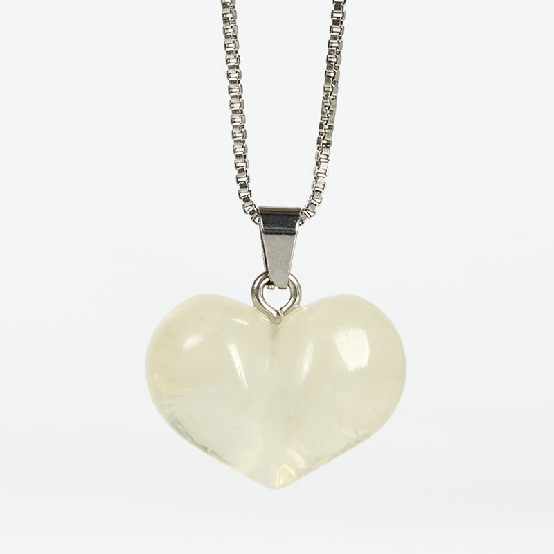 Buddha Stones Heart Design Amethyst Topaz Pink Crystal Opal Tiger Eye White Crystal Red Jasper Amazonite Green Aventurine Black Obsidian Citrine Balance Necklace Pendant - Citrine - image 44