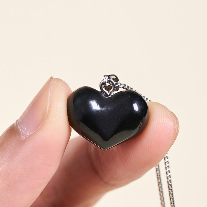 Buddha Stones Heart Design Amethyst Topaz Pink Crystal Opal Tiger Eye White Crystal Red Jasper Amazonite Green Aventurine Black Obsidian Citrine Balance Necklace Pendant - image 40