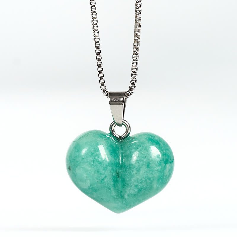 Buddha Stones Heart Design Amethyst Topaz Pink Crystal Opal Tiger Eye White Crystal Red Jasper Amazonite Green Aventurine Black Obsidian Citrine Balance Necklace Pendant - Amazonite - image 31