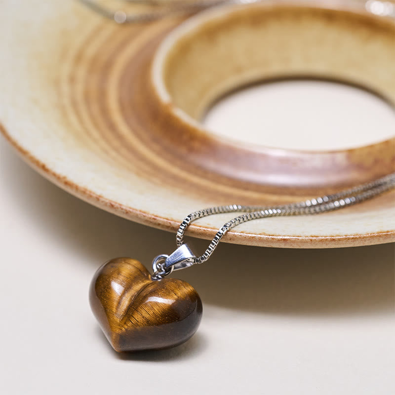 Buddha Stones Heart Design Amethyst Topaz Pink Crystal Opal Tiger Eye White Crystal Red Jasper Amazonite Green Aventurine Black Obsidian Citrine Balance Necklace Pendant - image 21