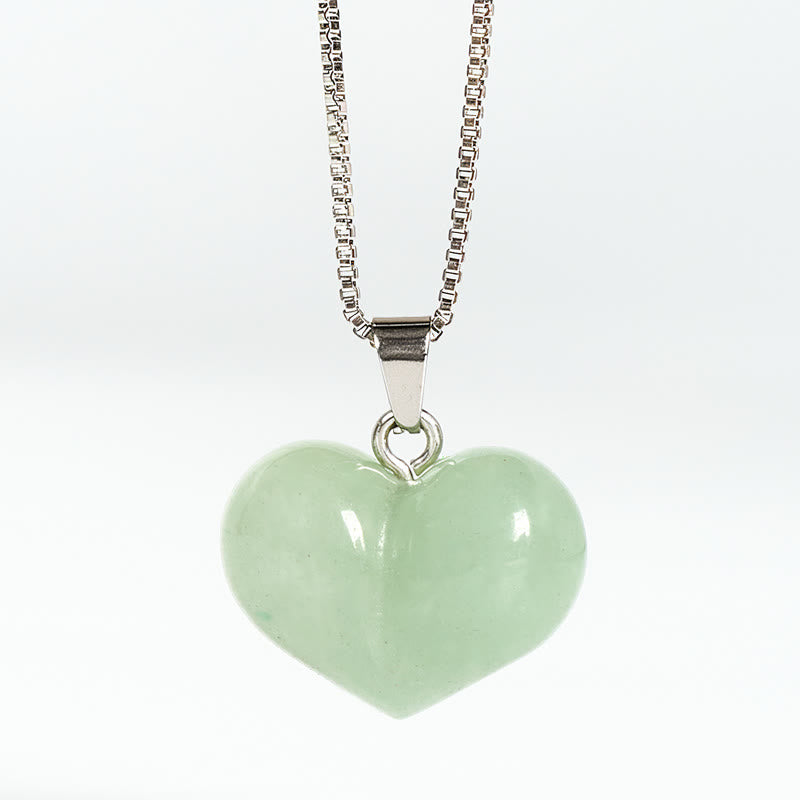 Buddha Stones Heart Design Amethyst Topaz Pink Crystal Opal Tiger Eye White Crystal Red Jasper Amazonite Green Aventurine Black Obsidian Citrine Balance Necklace Pendant - Green Aventurine - image 36