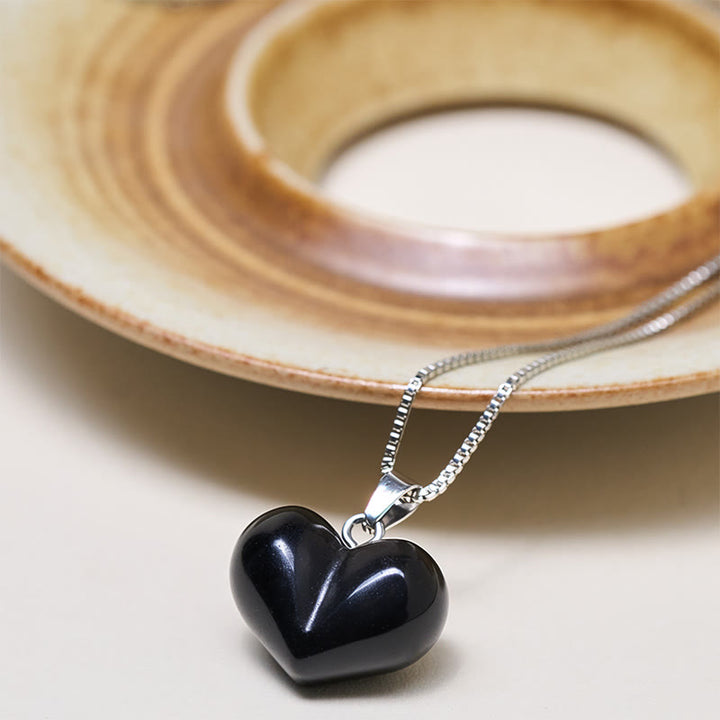 Buddha Stones Heart Design Amethyst Topaz Pink Crystal Opal Tiger Eye White Crystal Red Jasper Amazonite Green Aventurine Black Obsidian Citrine Balance Necklace Pendant - image 41