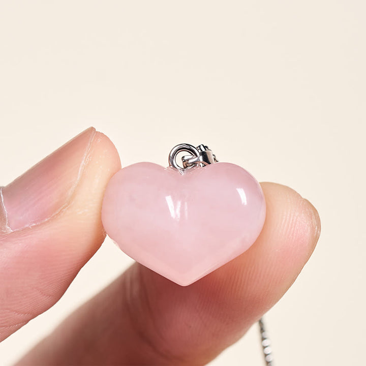 Buddha Stones Heart Design Amethyst Topaz Pink Crystal Opal Tiger Eye White Crystal Red Jasper Amazonite Green Aventurine Black Obsidian Citrine Balance Necklace Pendant - Pink Crystal - image 12