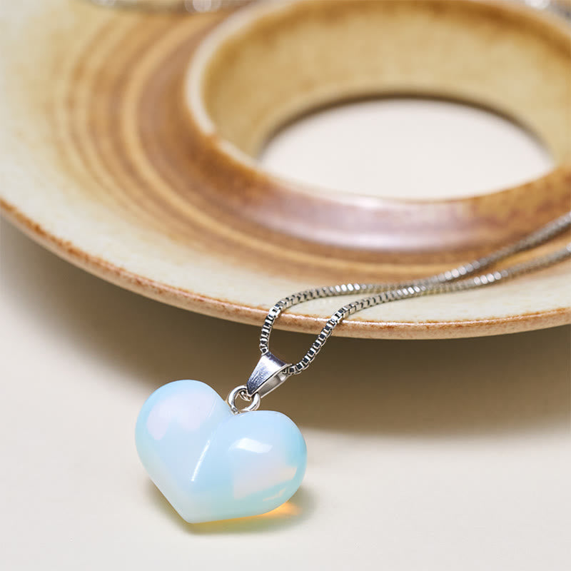 Buddha Stones Heart Design Amethyst Topaz Pink Crystal Opal Tiger Eye White Crystal Red Jasper Amazonite Green Aventurine Black Obsidian Citrine Balance Necklace Pendant - image 17