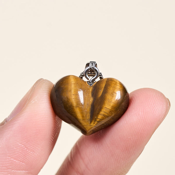 Buddha Stones Heart Design Amethyst Topaz Pink Crystal Opal Tiger Eye White Crystal Red Jasper Amazonite Green Aventurine Black Obsidian Citrine Balance Necklace Pendant - image 20