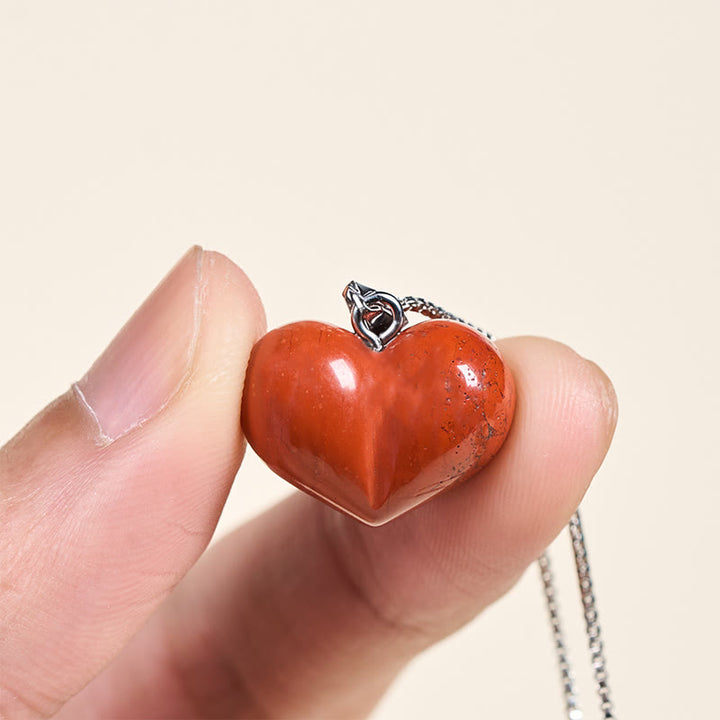 Buddha Stones Heart Design Amethyst Topaz Pink Crystal Opal Tiger Eye White Crystal Red Jasper Amazonite Green Aventurine Black Obsidian Citrine Balance Necklace Pendant - image 29