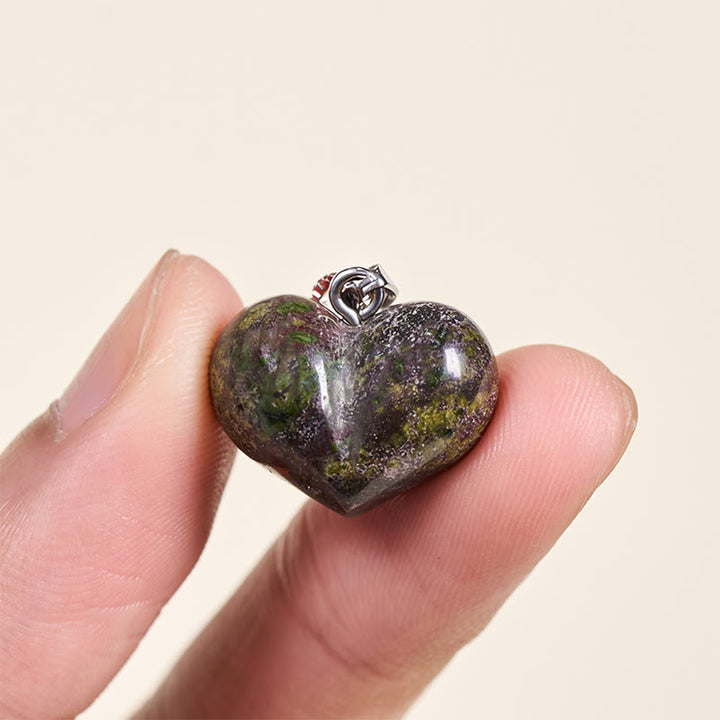 Buddha Stones Heart Design Amethyst Topaz Pink Crystal Opal Tiger Eye White Crystal Red Jasper Amazonite Green Aventurine Black Obsidian Citrine Balance Necklace Pendant - image 10